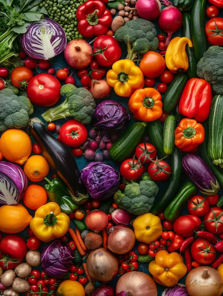 an abundance of colorful fruits and vegetables